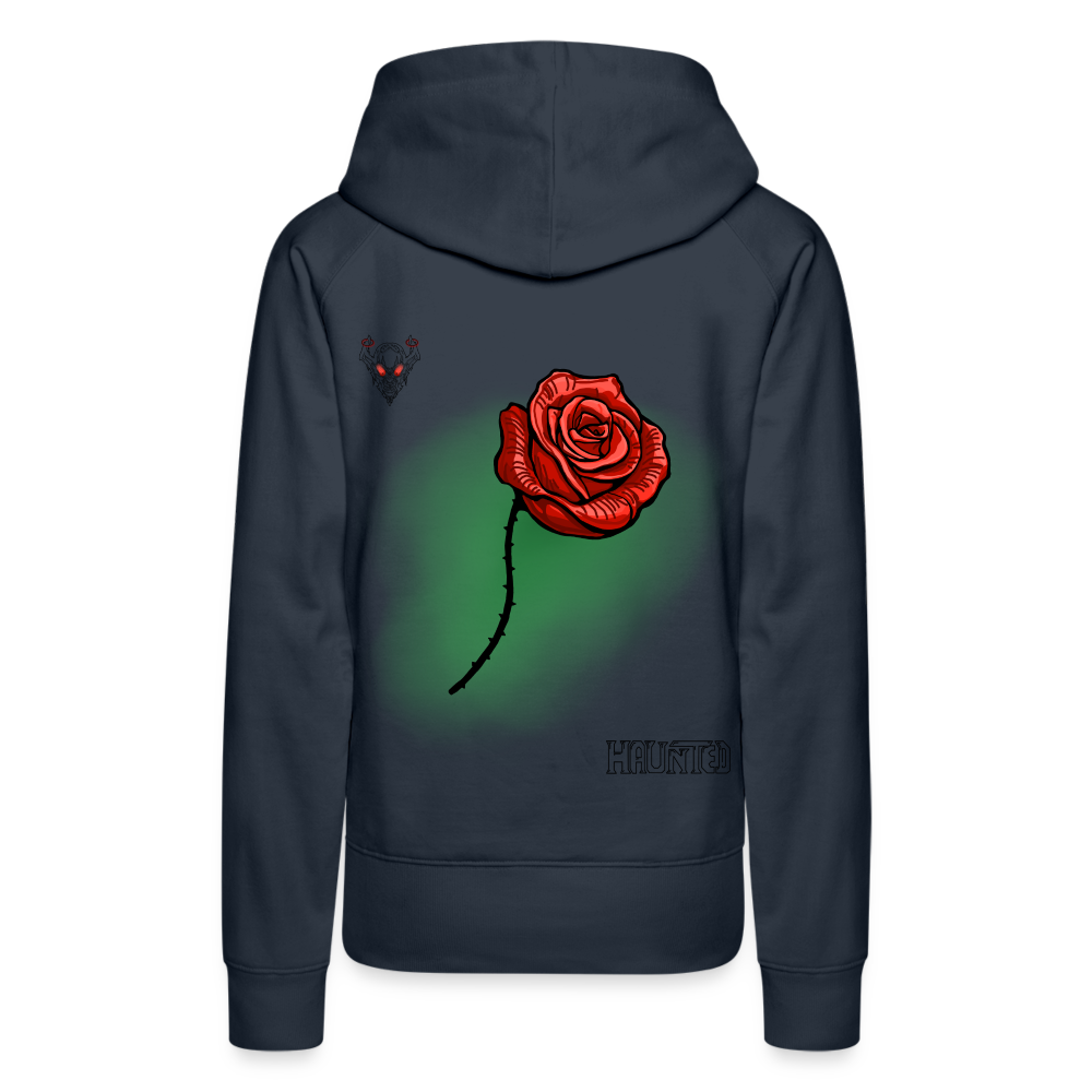 Woman Hoodie Rose on Green 3 - Navy