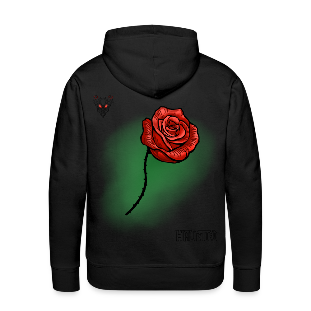 Men Hoodie Rose on Green 2 - Schwarz