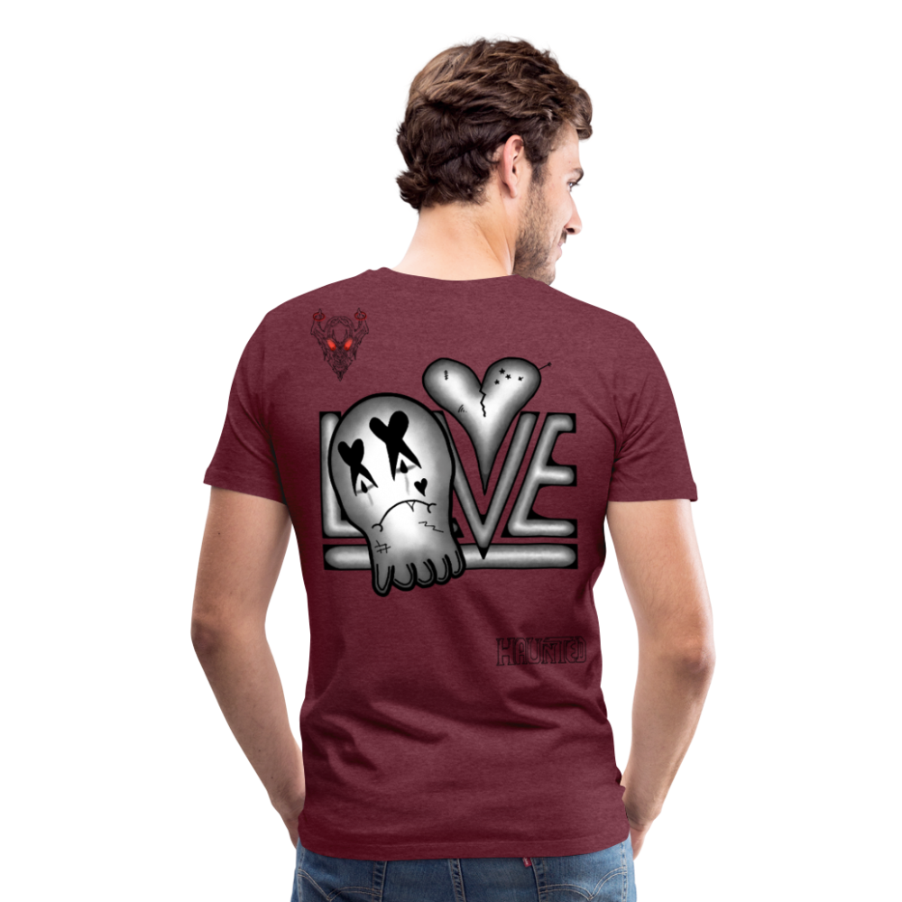 Man T-Shirt LOVE - Bordeauxrot meliert