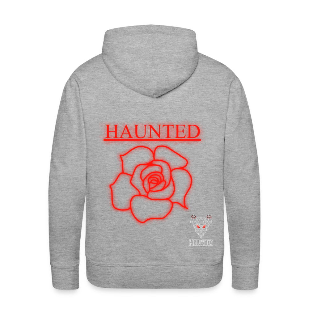 Men Hoodie Red Neon Rose - Grau meliert