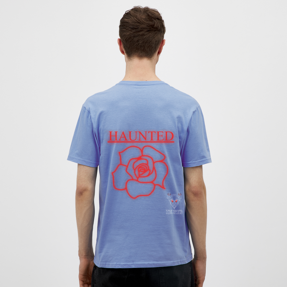 Men T-Shirt Red Neon Rose - carolina blue