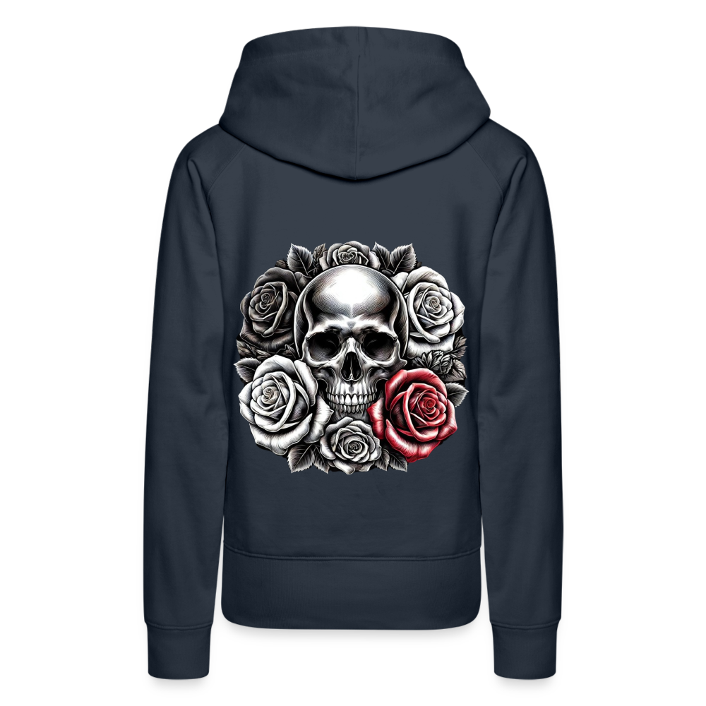 Women Hoodie Skull Roses - Navy