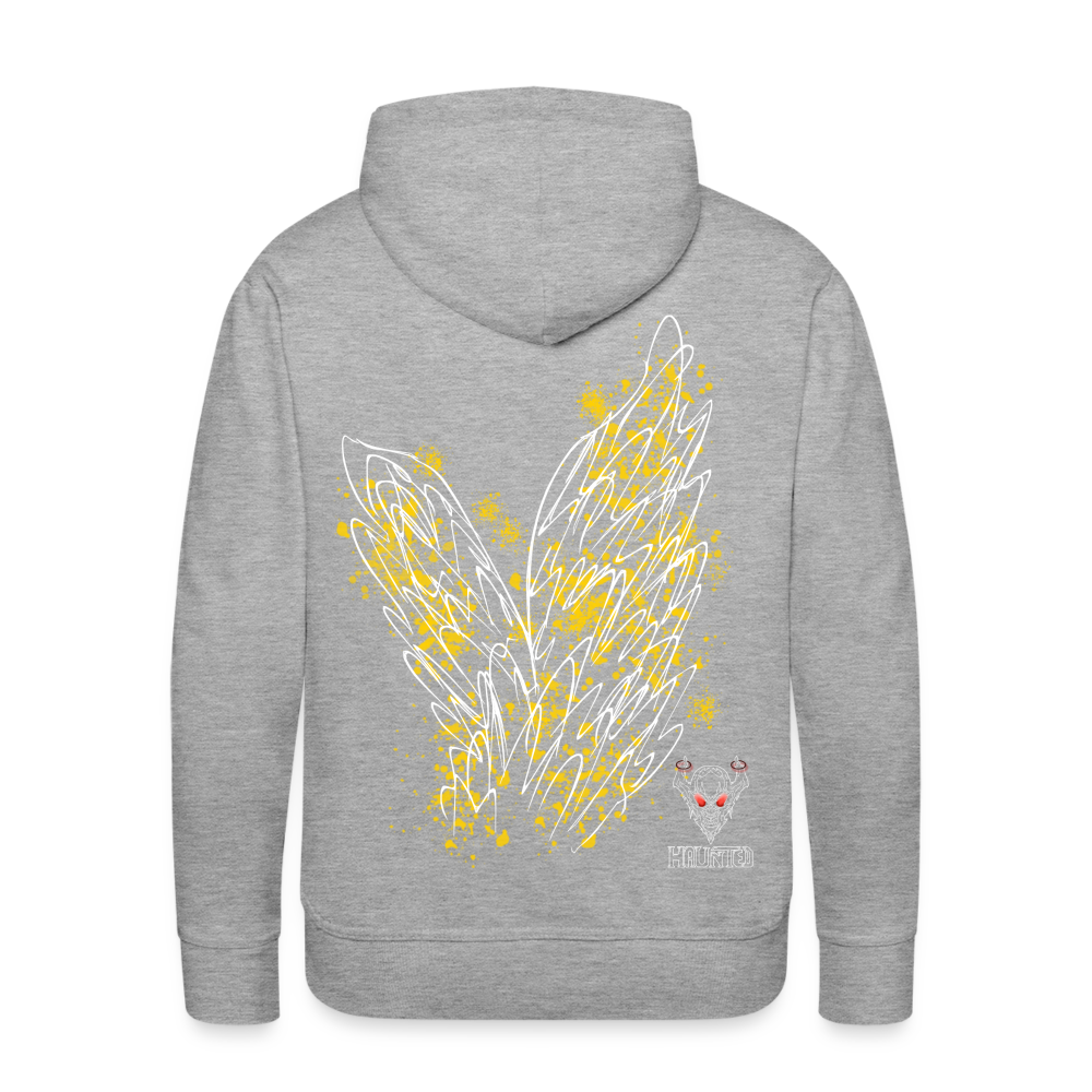 Men Hoodie Yellow Wings - Grau meliert