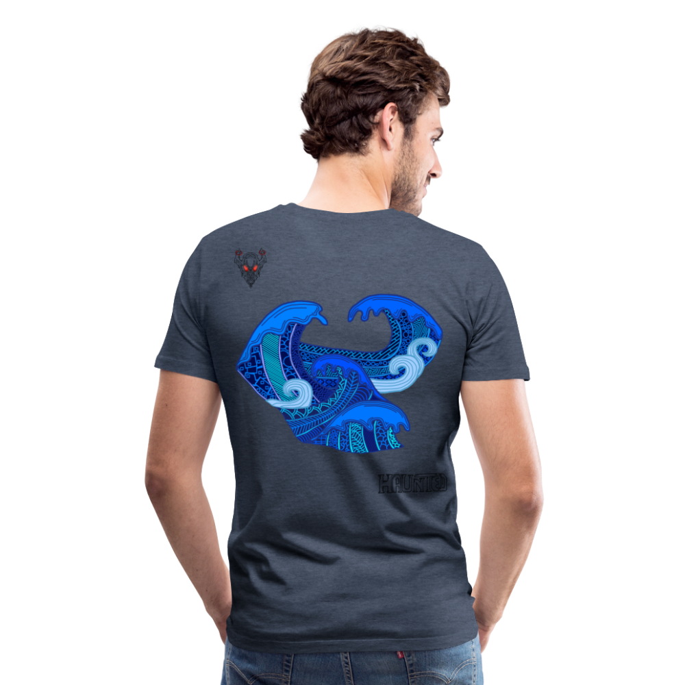 Man T-Shirt Waves Dark - Blau meliert