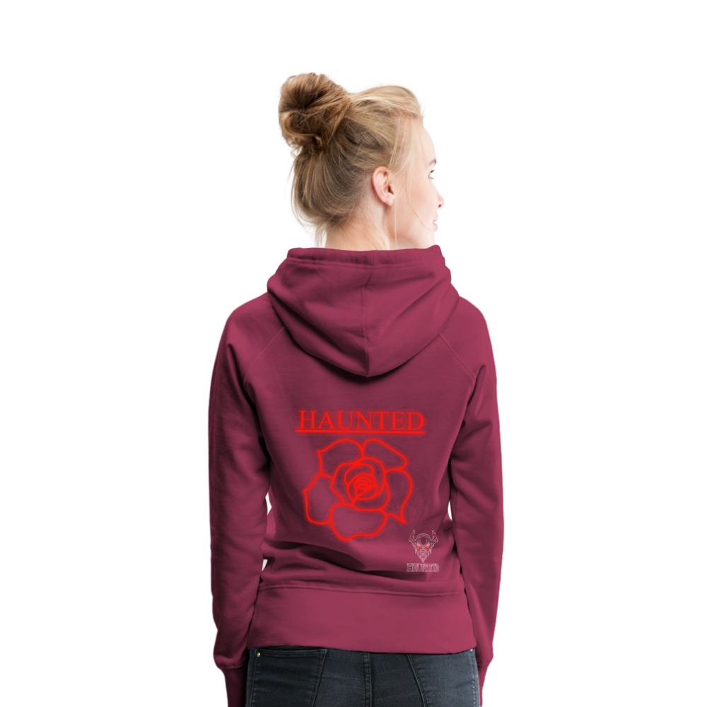Women Hoodie Red Neon Rose - Bordeaux
