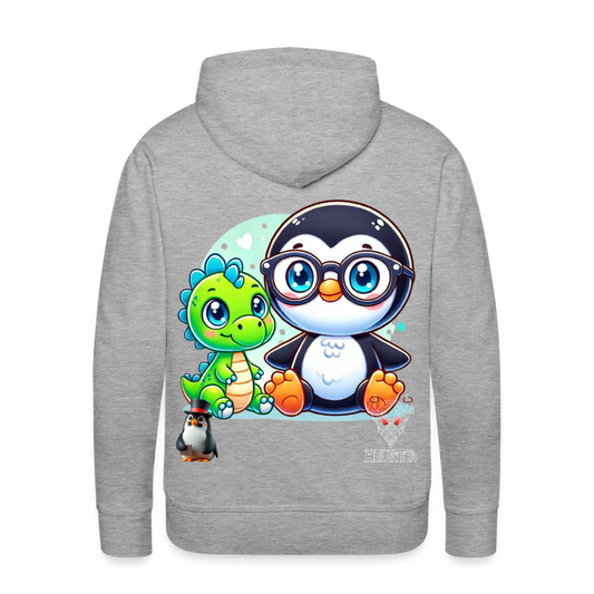 Men Hoodie KasPenguin with Dinosaur - Grau meliert