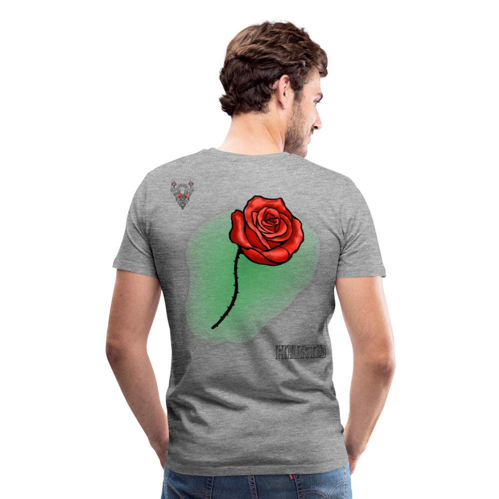Man T-Shirt Rose on Green 1 - Grau meliert