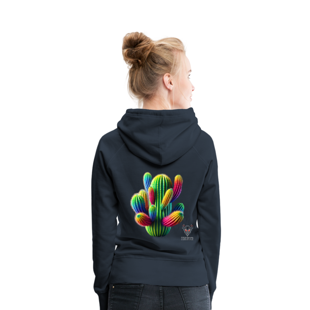 Woman Hoodie Prismatic Cactus Bloom - Navy