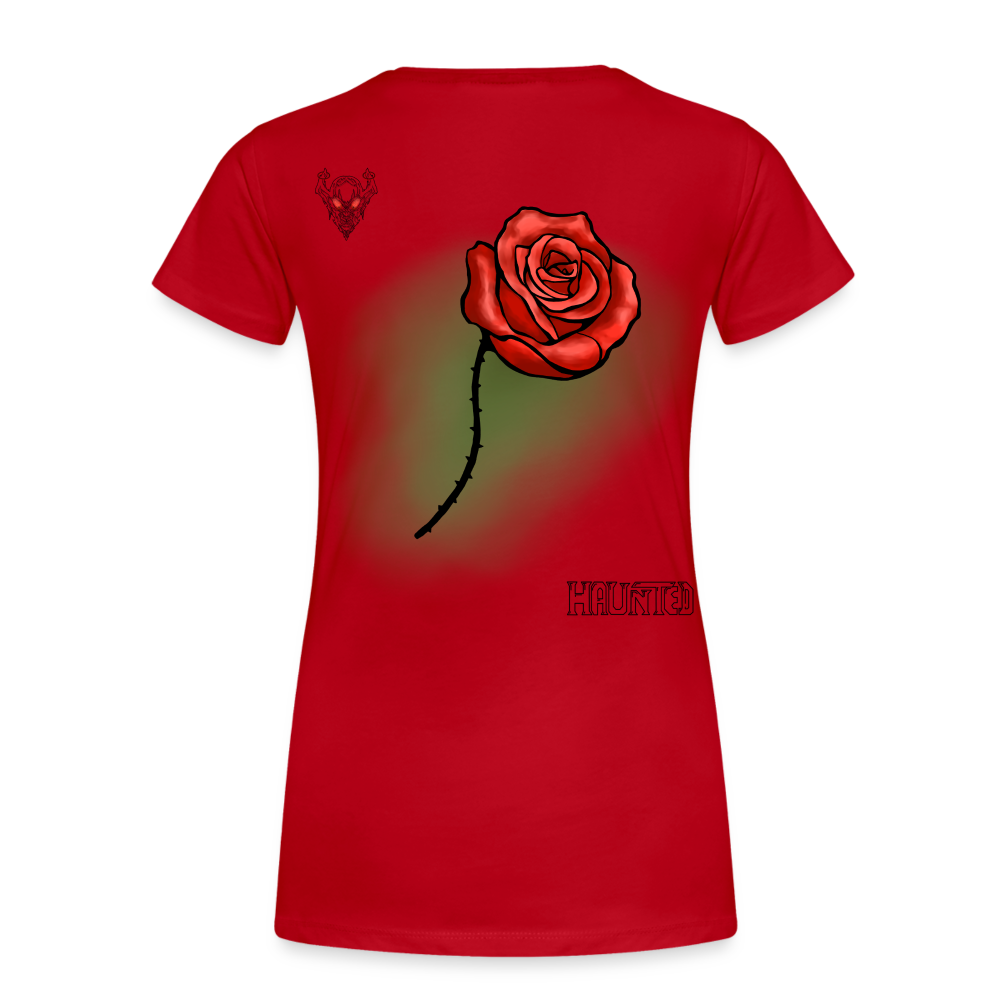 Woman T-Shirt Rose on Green 1 - Rot