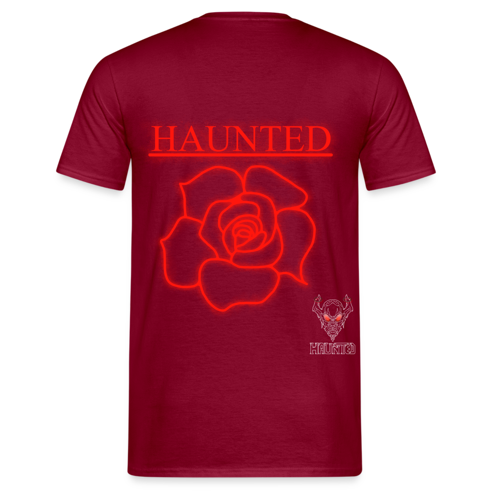 Men T-Shirt Red Neon Rose - Ziegelrot