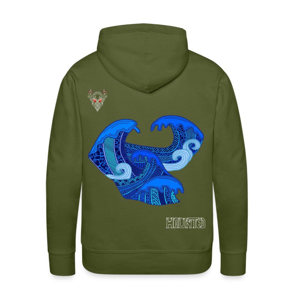 Men Hoodie Waves Light - Olivgrün