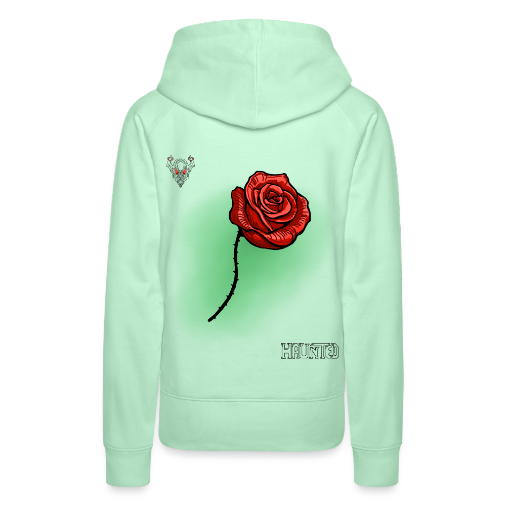 Woman Hoodie Rose on Green 3 - helles Mintgrün