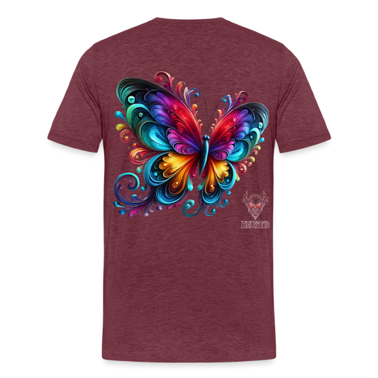 Men T-Shirt Radiant Butterfly Art - Bordeauxrot meliert