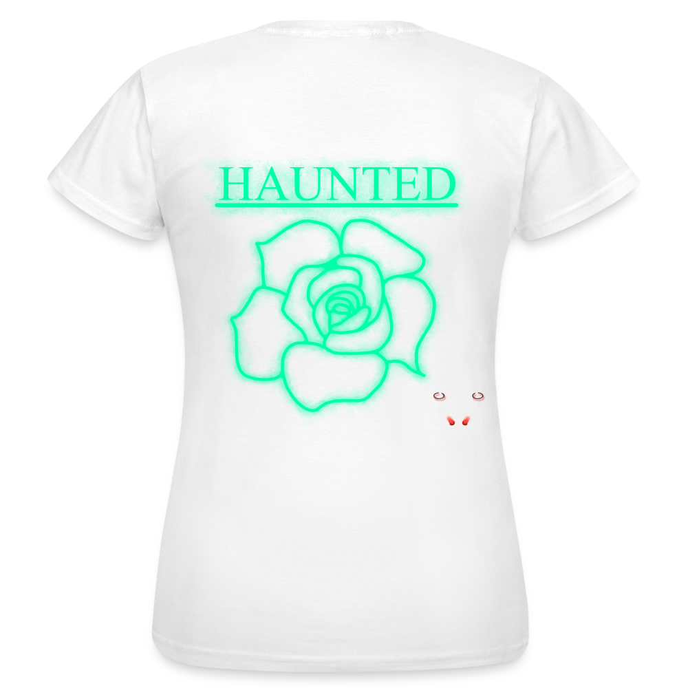 Women T-Shirt Turquoise Neon Rose - Weiß