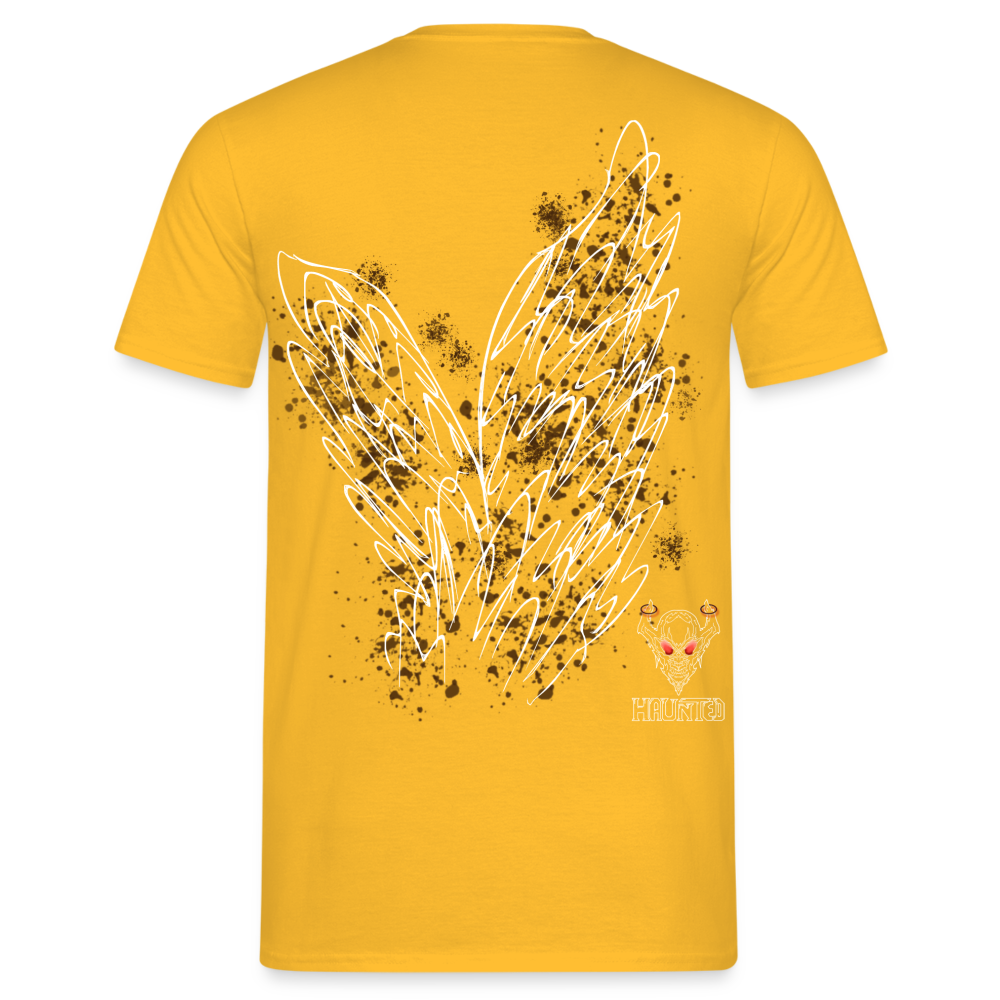 Men T-Shirt Brown Wings - Gelb