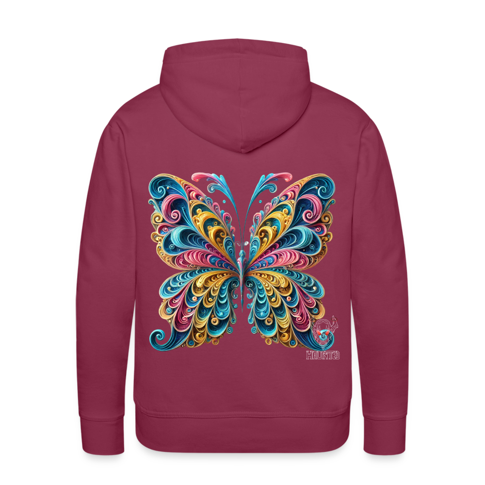 Men Hoodie Whimsical Butterfly Harmony - Bordeaux
