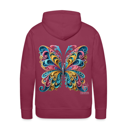 Men Hoodie Whimsical Butterfly Harmony - Bordeaux