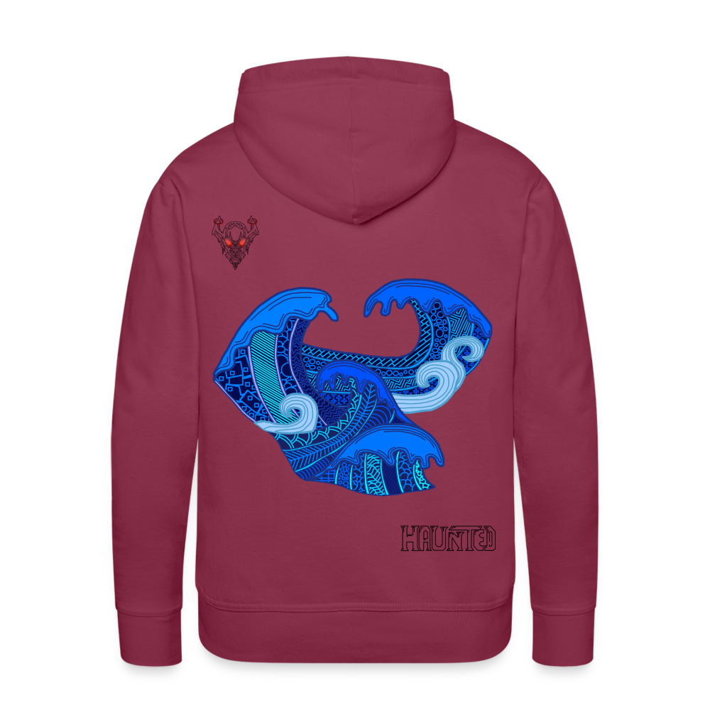 Men Hoodie Waves Dark - Bordeaux
