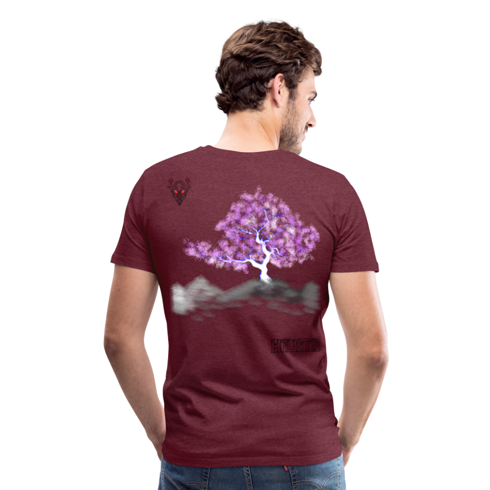 Man T-Shirt Cherry Blossom - Bordeauxrot meliert