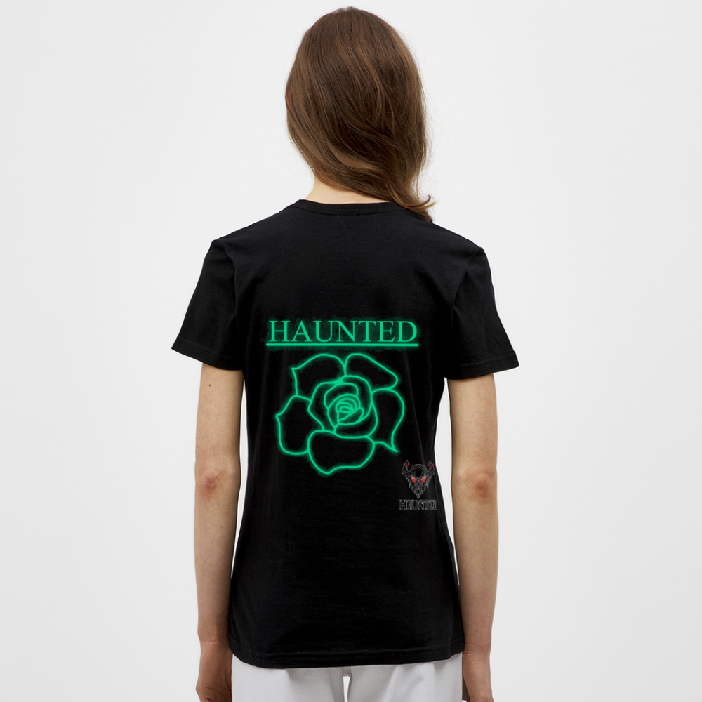 Women T-Shirt Turquoise Neon Rose - Schwarz