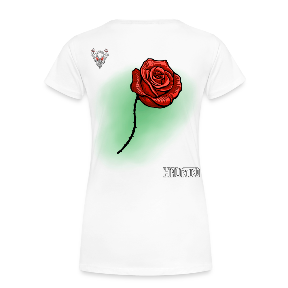 Woman T-Shirt Rose on Green 3 - Weiß