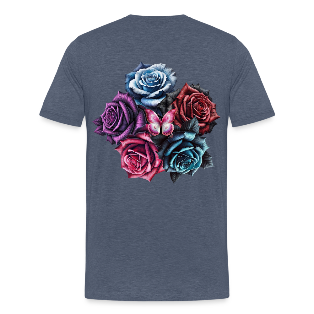 Men T-Shirt Rose Circle - Blau meliert