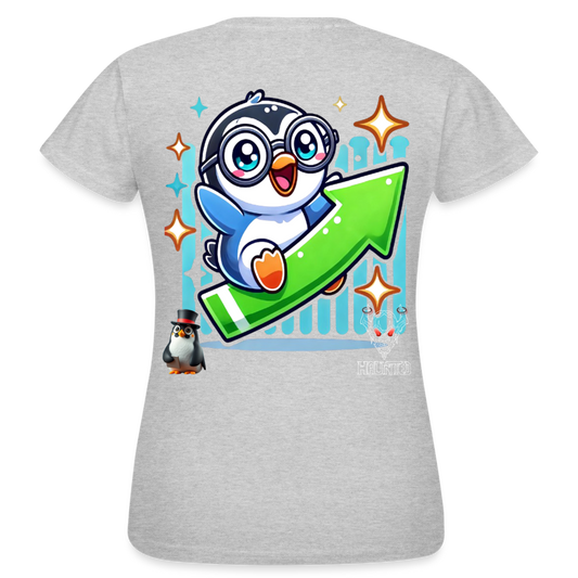 Women T-Shirt KasPenguin Riding the Trend - Grau meliert