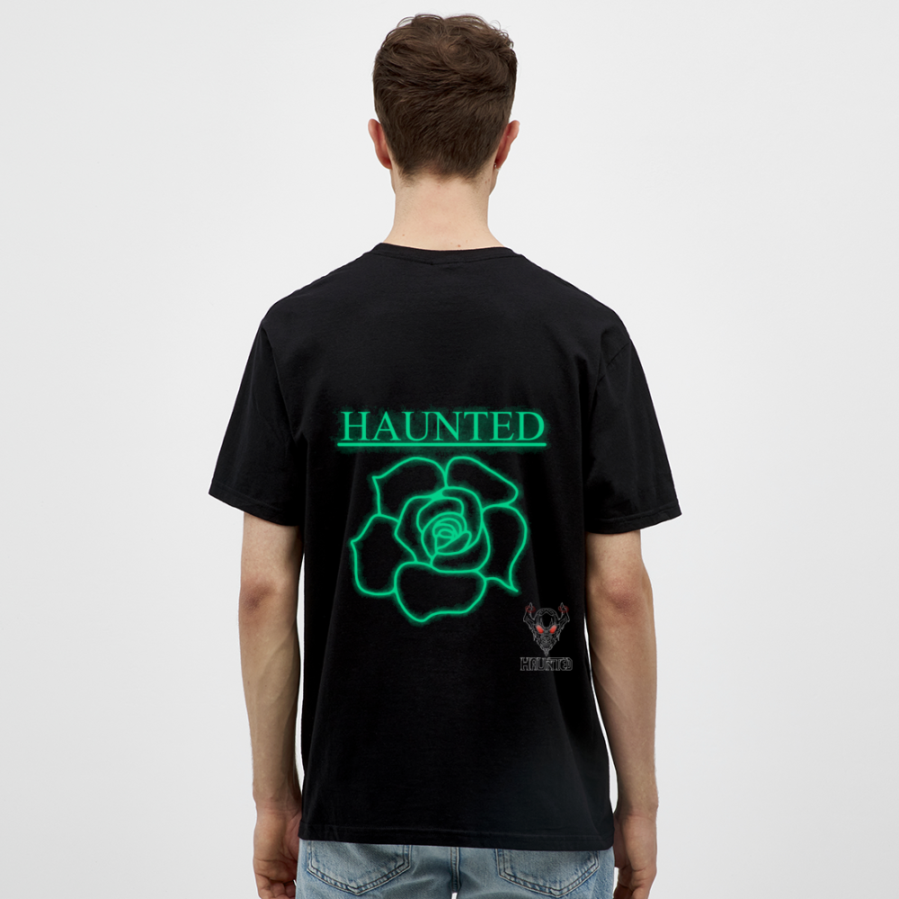 Men T-Shirt Turquoise Neon Rose - Schwarz