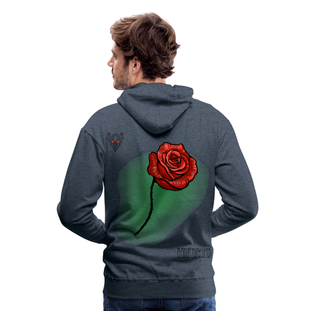 Men Hoodie Rose on Green 2 - Jeansblau