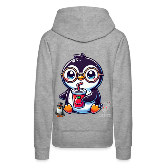 Women Hoodie KasPenguin with Drink - Grau meliert