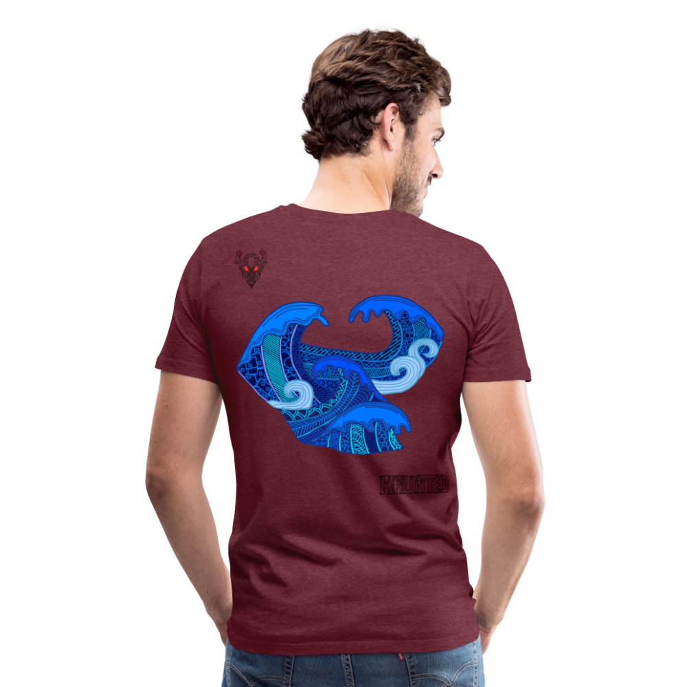 Man T-Shirt Waves Dark - Bordeauxrot meliert