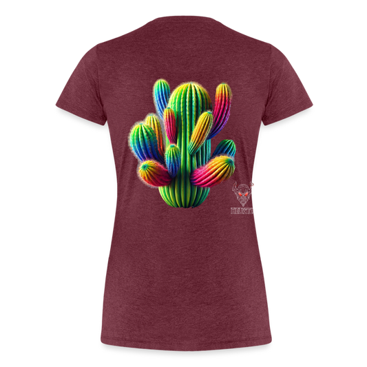 Woman T-Shirt Prismatic Cactus Bloom - Bordeauxrot meliert