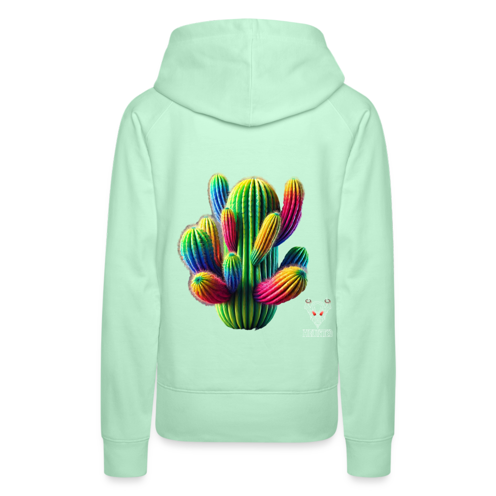 Woman Hoodie Prismatic Cactus Bloom - helles Mintgrün