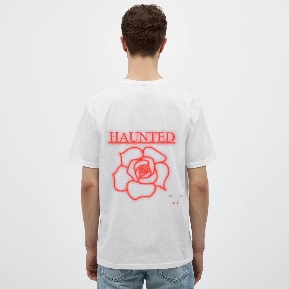 Men T-Shirt Red Neon Rose - Weiß