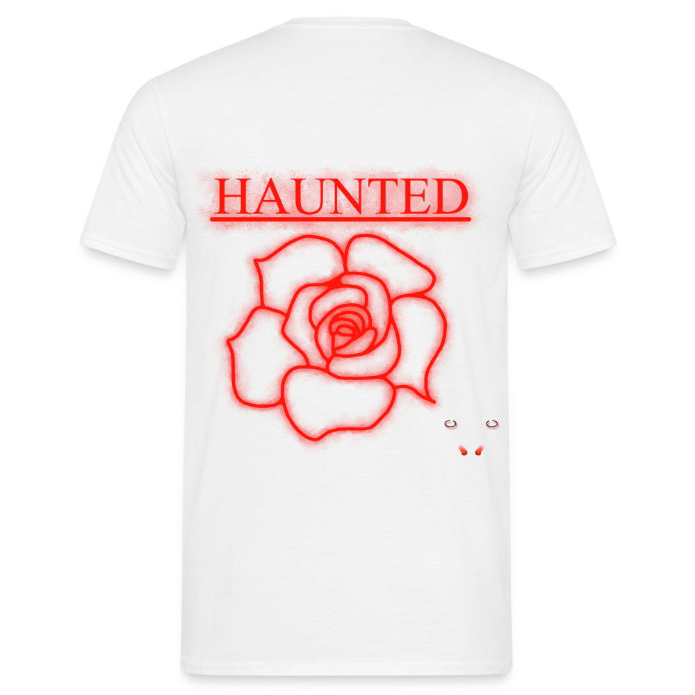 Men T-Shirt Red Neon Rose - Weiß