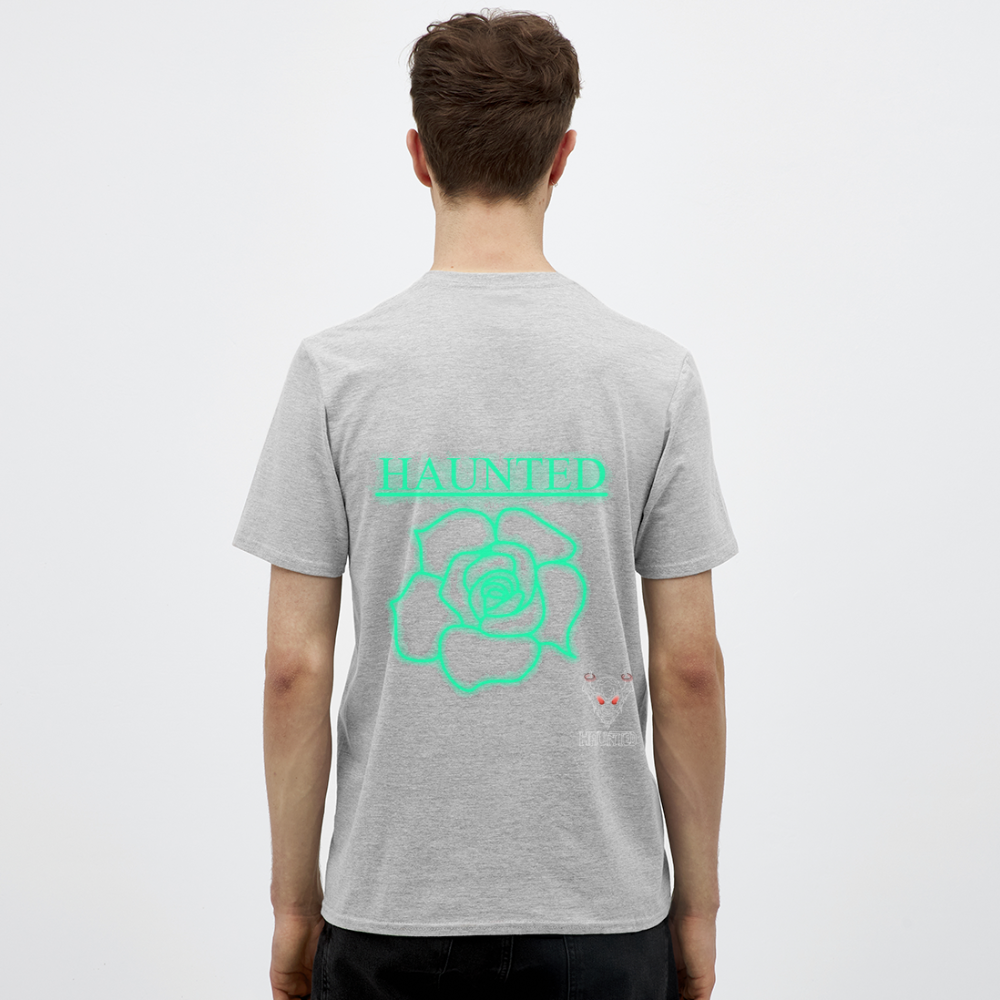Men T-Shirt Turquoise Neon Rose - Grau meliert