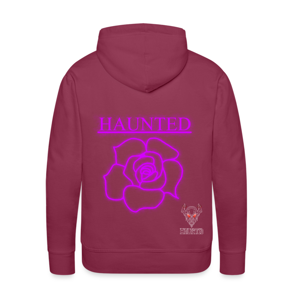 Men Hoodie Pink Neon Rose - Bordeaux