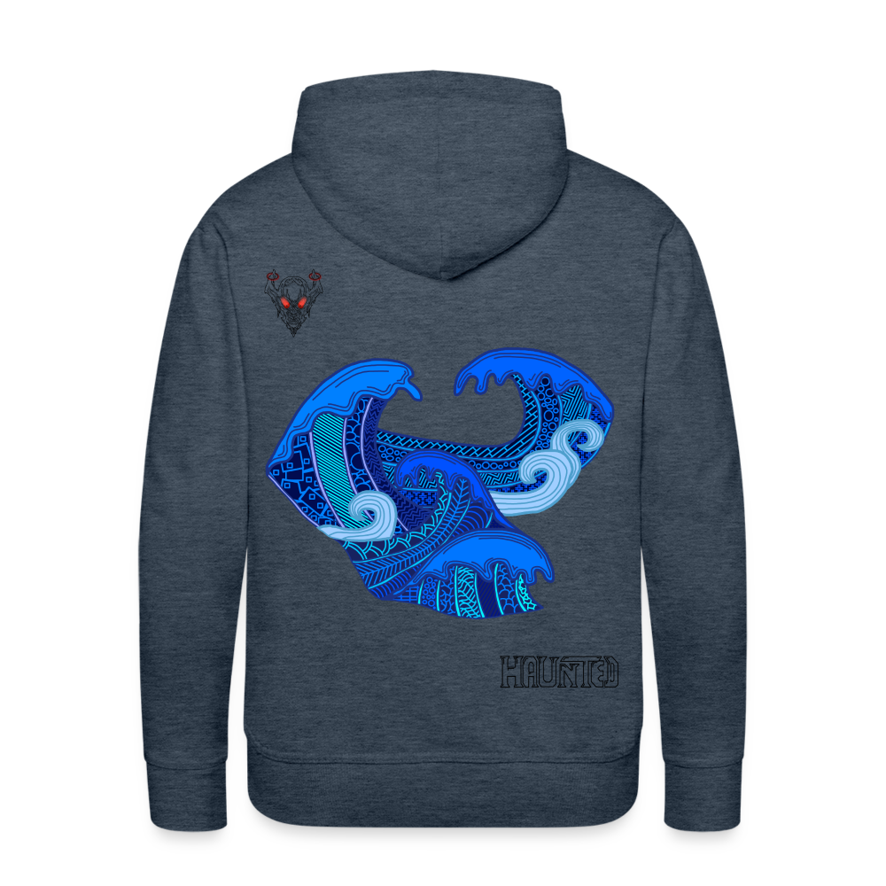Men Hoodie Waves Dark - Jeansblau