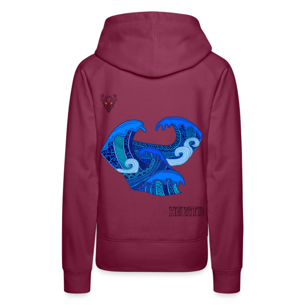 Woman Hoodie Waves Dark - Bordeaux