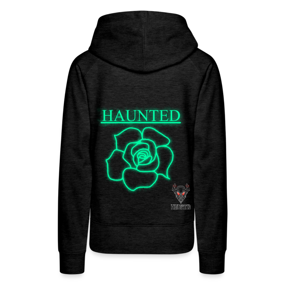 Women Hoodie Turquoise Neon Rose - Anthrazit