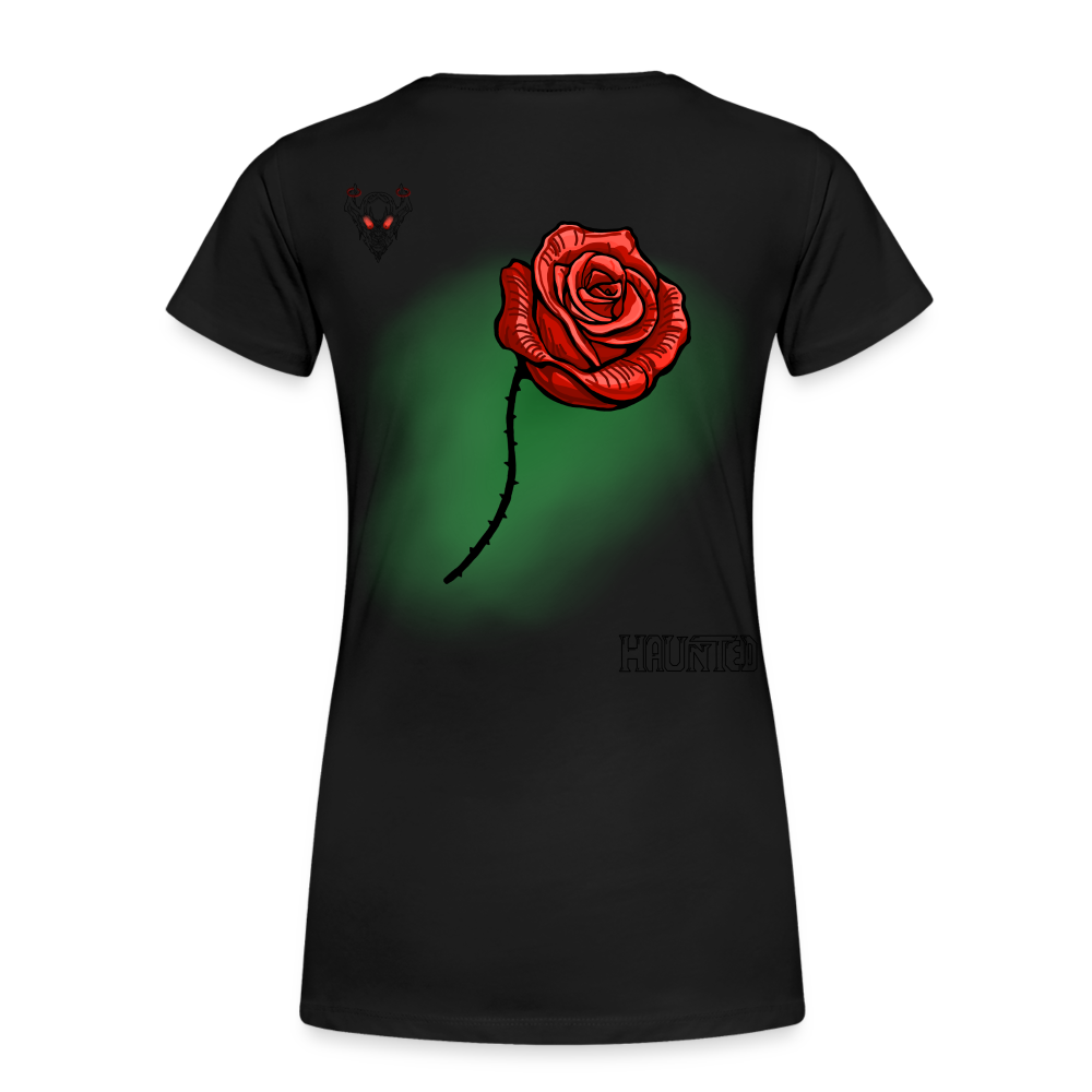 Woman T-Shirt Rose on Green 3 - Schwarz