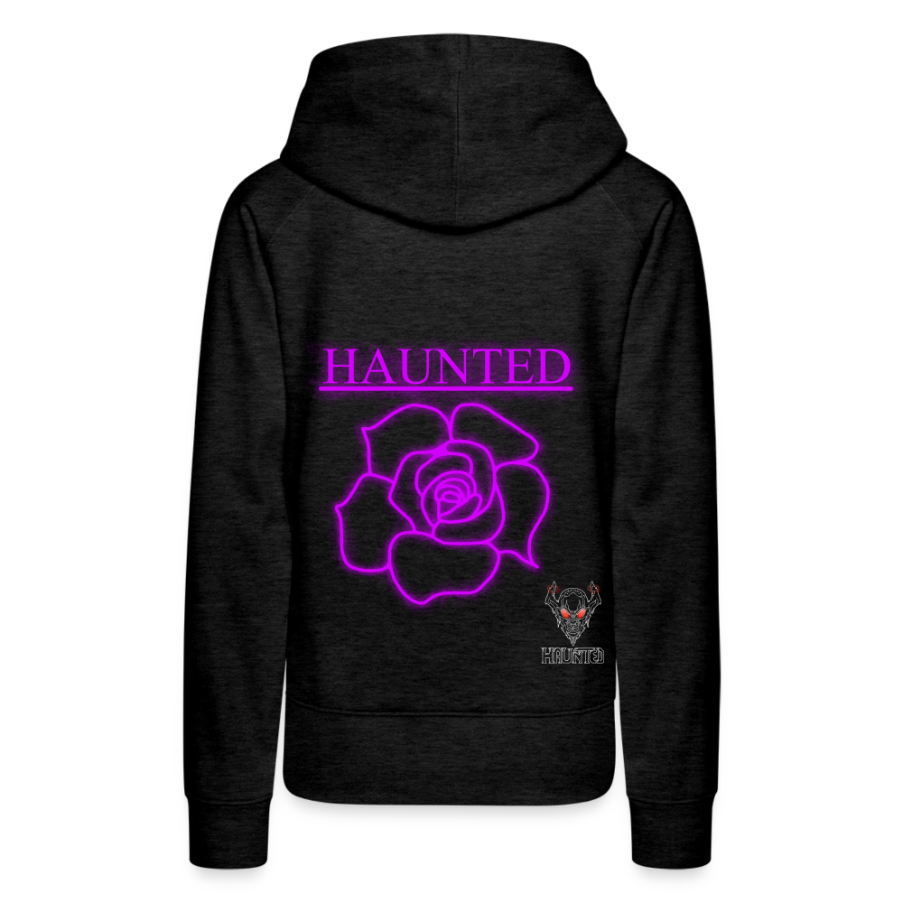 Women Hoodie Pink Neon Rose - Anthrazit