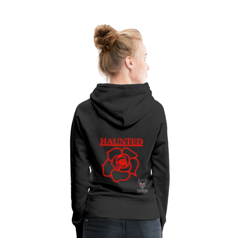 Women Hoodie Red Neon Rose - Schwarz