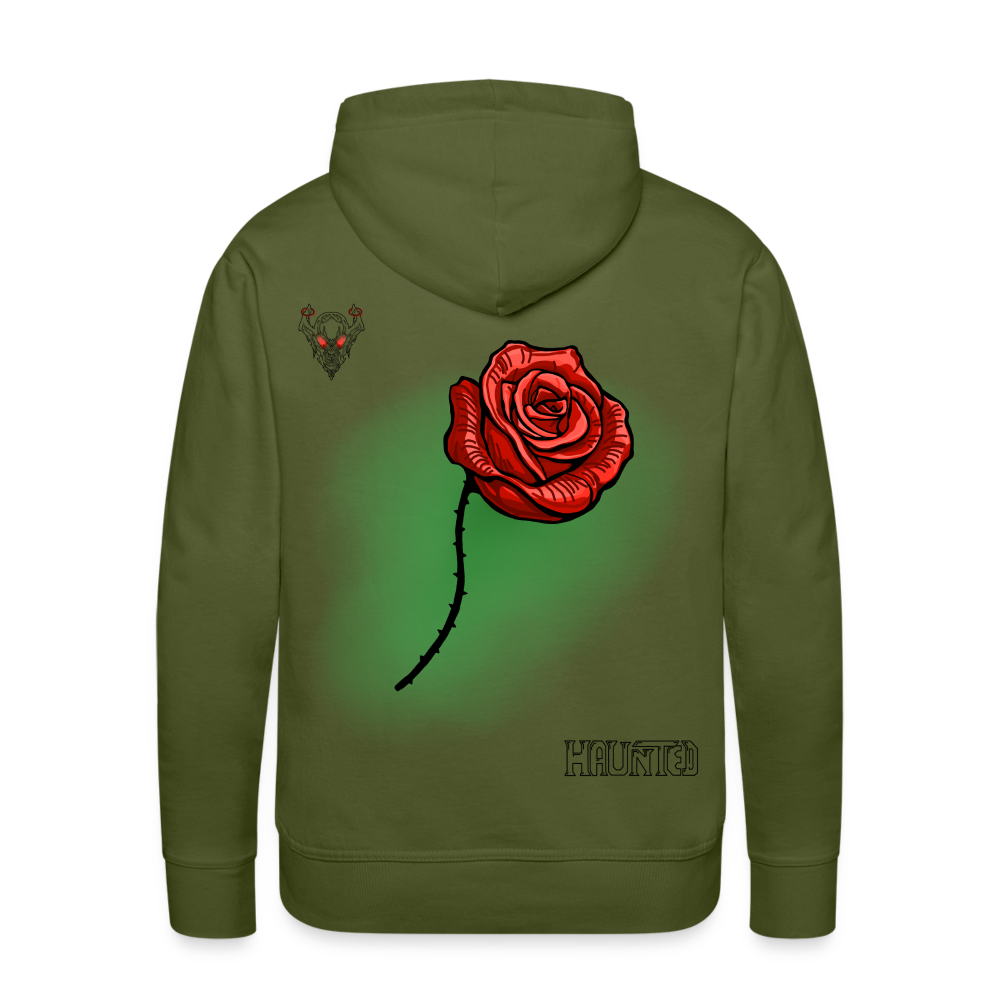 Men Hoodie Rose On Green 3 - Olivgrün