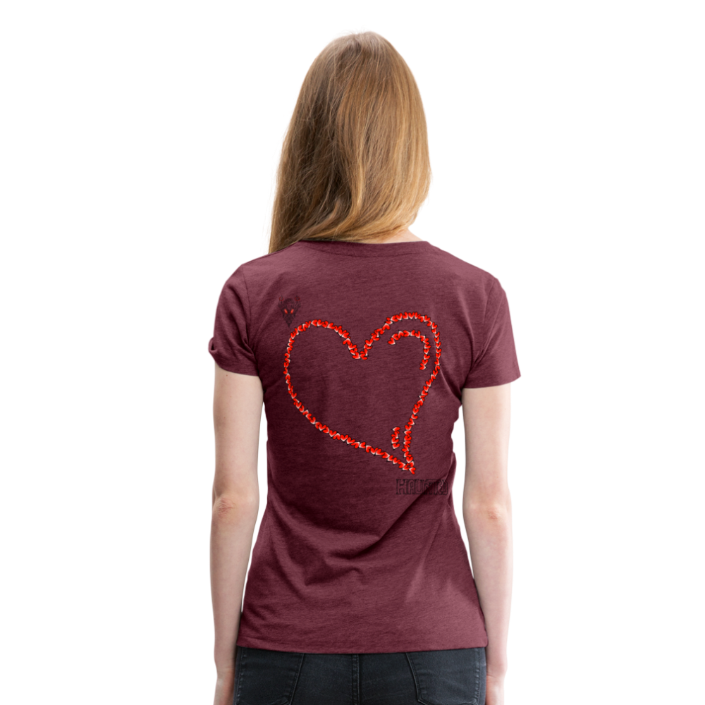 Woman T-Shirt Hearts Dark - Bordeauxrot meliert