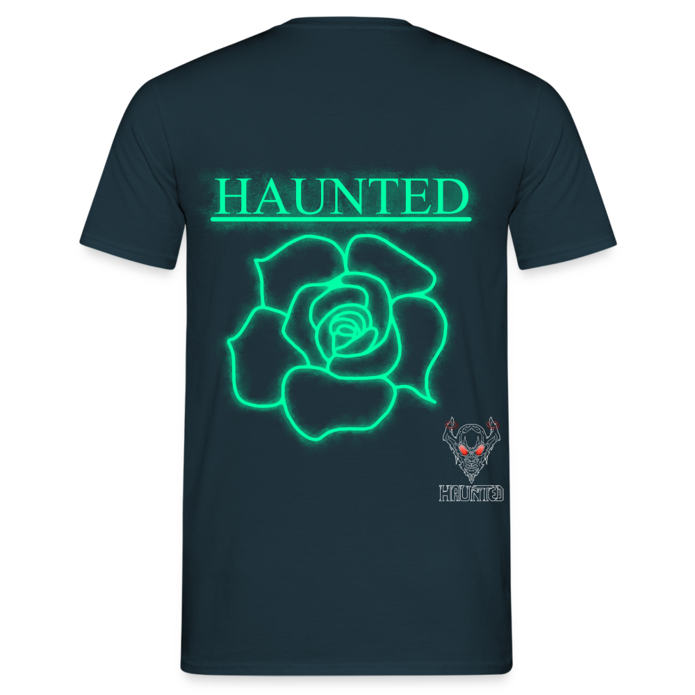 Men T-Shirt Turquoise Neon Rose - Navy