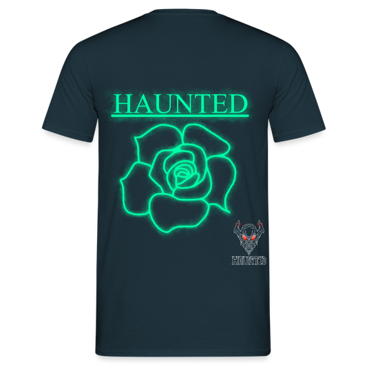 Men T-Shirt Turquoise Neon Rose - Navy
