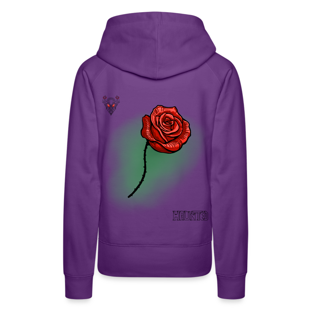 Woman Hoodie Rose on Green 3 - Purple