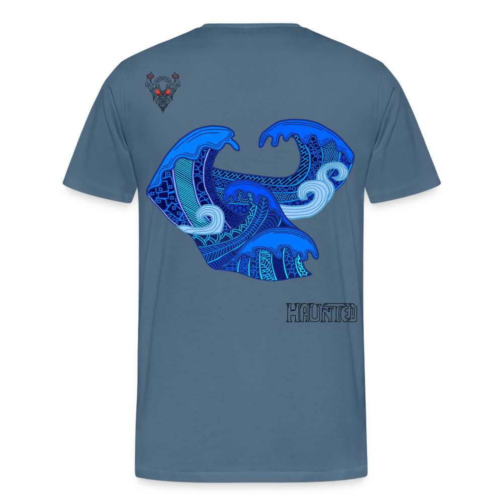 Man T-Shirt Waves Dark - Blaugrau