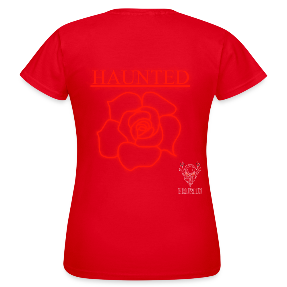 Women T-Shirt Red Neon Rose - Rot